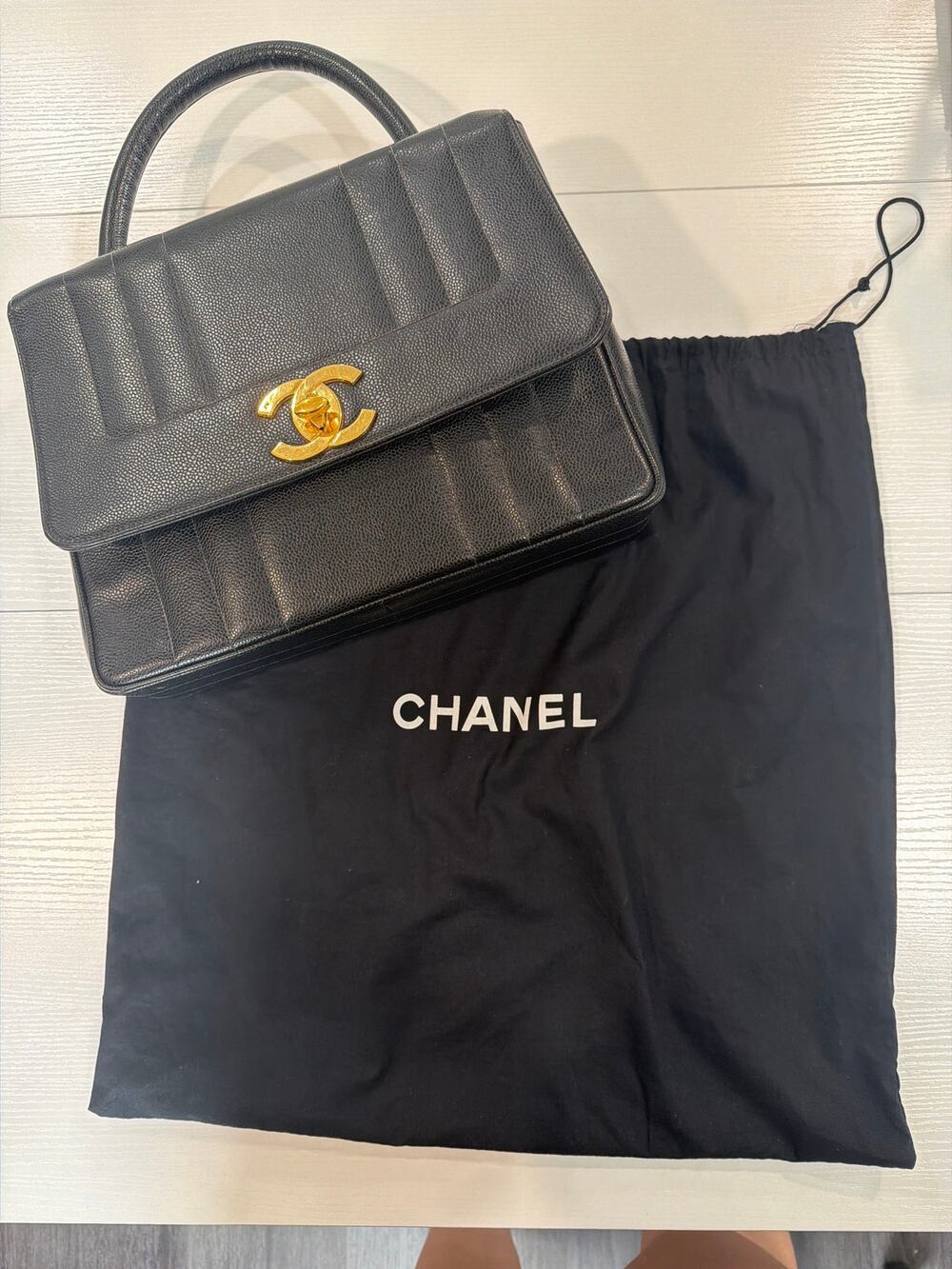 CHANEL Kelly Leather Bag Black